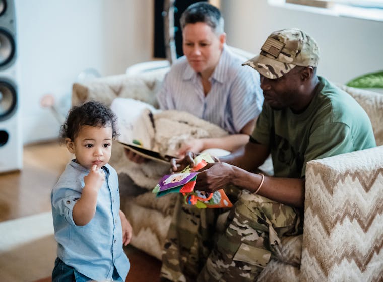 A family sharing picture books together